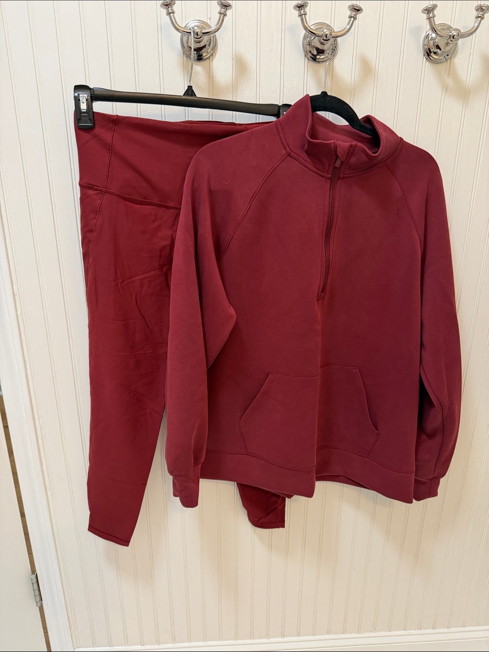all in motion Burgundy Half-Zip Pullover & Leggings Set